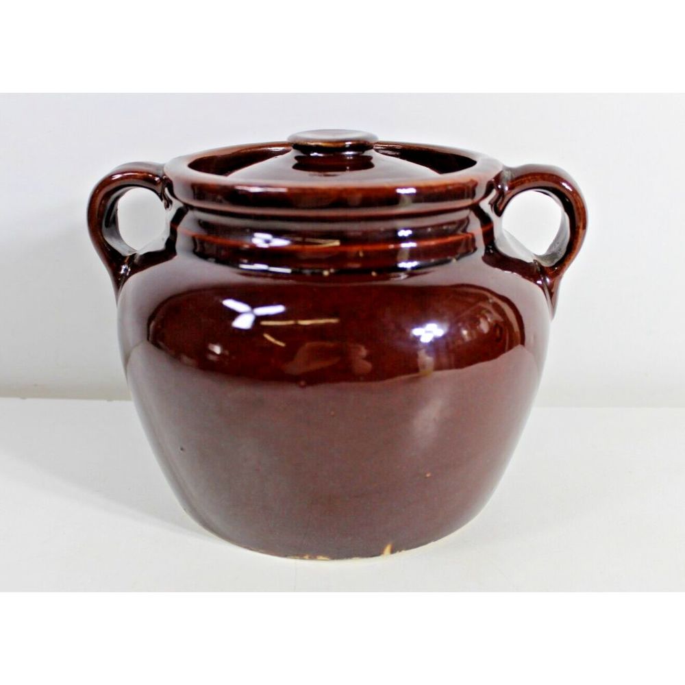 Vintage 6" tall Pottery Brown Glazed McCoy Bean Pot in very good condition